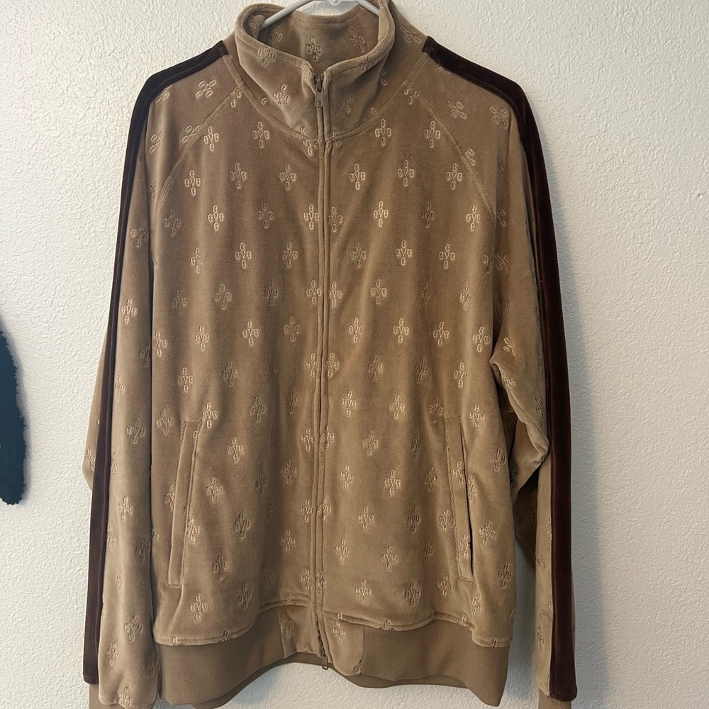 OVO October’s Very Own Men’s Velvet Monogram Zip Up Jacket Size Large